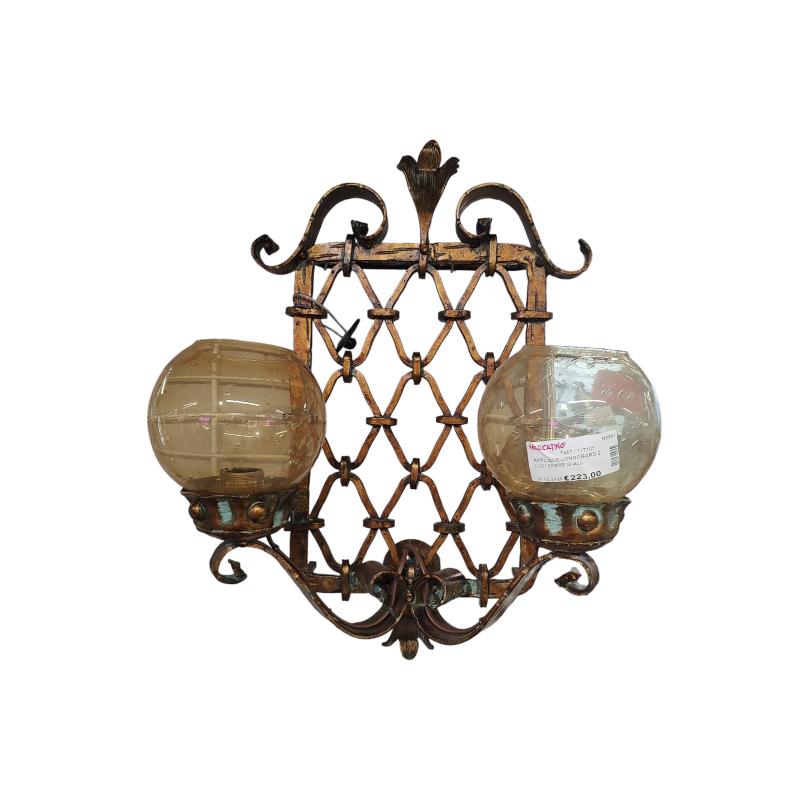 APPLIQUE LONGOBARD 2 LUCI SFERE GIALLE | Mercatino dell'Usato Roma ostia 1