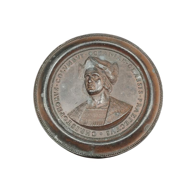 BASSORILEVO COLOMBO 1892 PIOMBO DIPINTO | Mercatino dell'Usato Roma ostia 1