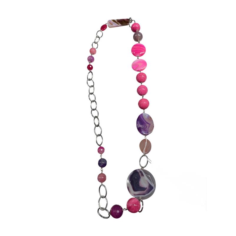 COLLANA CERCHI ROSA  E VIOLA P. DURE | Mercatino dell'Usato Roma ostia 1
