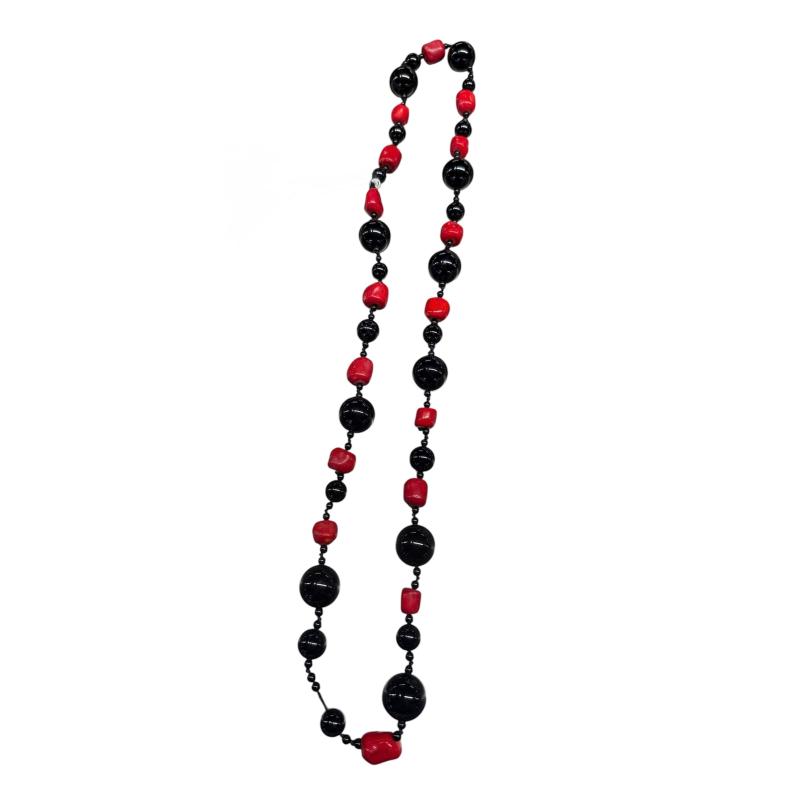 COLLANA CORALLO BAMBU' E SFERE NER | Mercatino dell'Usato Roma ostia 1