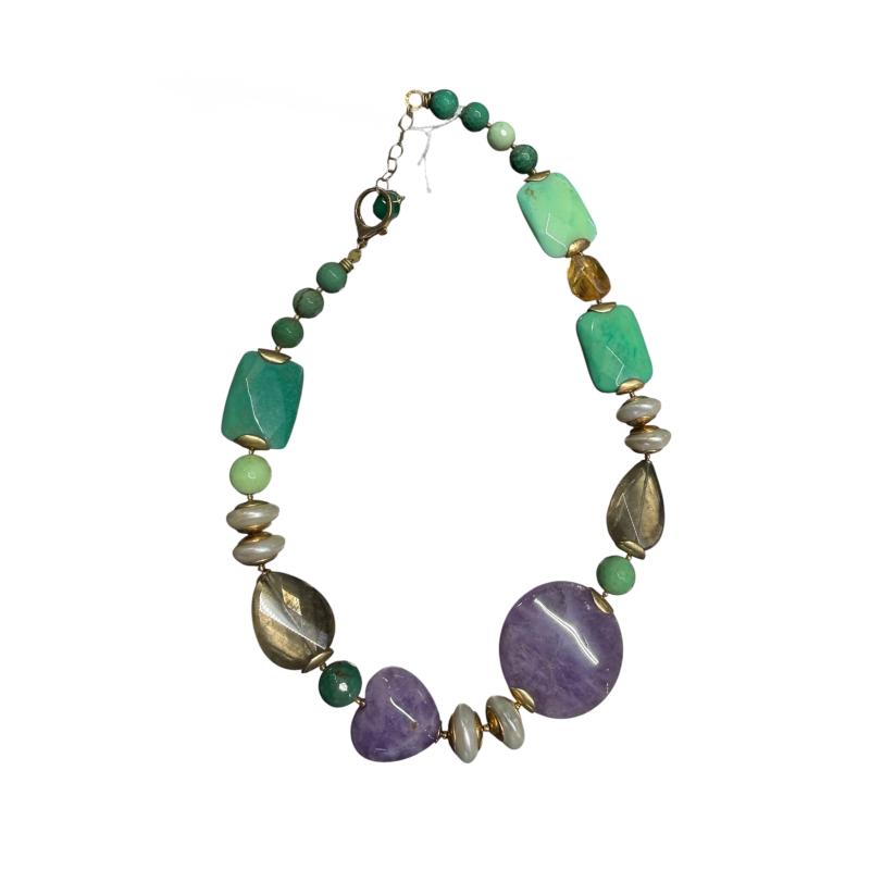 COLLANA P. VERDE E VIOLA CHIUS ARG DORATA | Mercatino dell'Usato Roma ostia 1