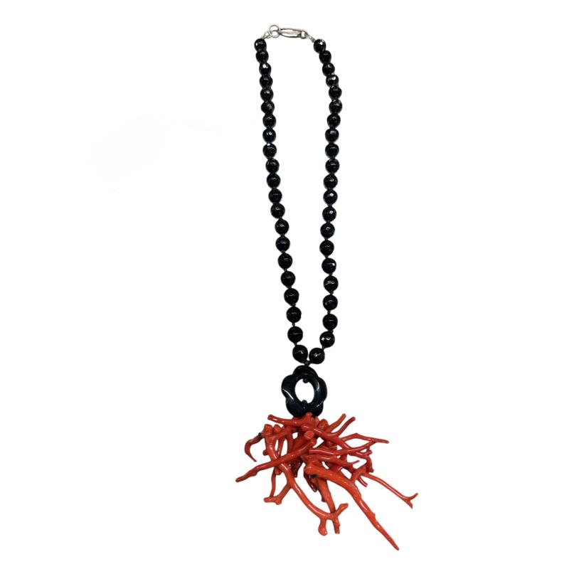 COLLANA SFERE NER E CORALLO CHIUS ARG | Mercatino dell'Usato Roma ostia 1