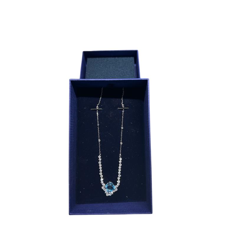 COLLANA SWAROVSKI QUADRATO BLU STRASS  | Mercatino dell'Usato Roma ostia 2