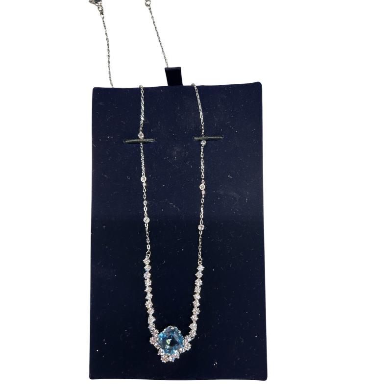 COLLANA SWAROVSKI QUADRATO BLU STRASS  | Mercatino dell'Usato Roma ostia 3