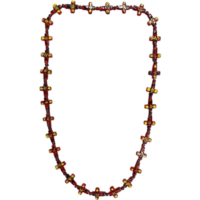 COLLANA VETRO CROCI ROSSE DIPINTE | Mercatino dell'Usato Roma ostia 1
