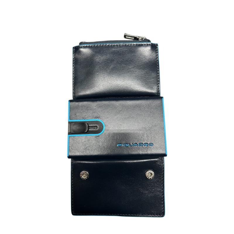 PORTA TESSERE MONETE PIQUADRO BLU  | Mercatino dell'Usato Roma ostia 4