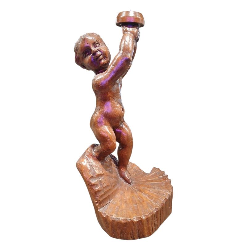 PUTTO LEGNO PORTACANDELA EPOCA | Mercatino dell'Usato Roma ostia 1