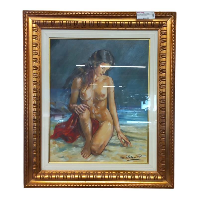 QUADRO DONNA DRAPPO ROSSO OLIO SU TELA | Mercatino dell'Usato Roma ostia 1