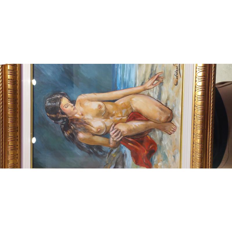 QUADRO DONNA DRAPPO ROSSO OLIO SU TELA | Mercatino dell'Usato Roma ostia 3