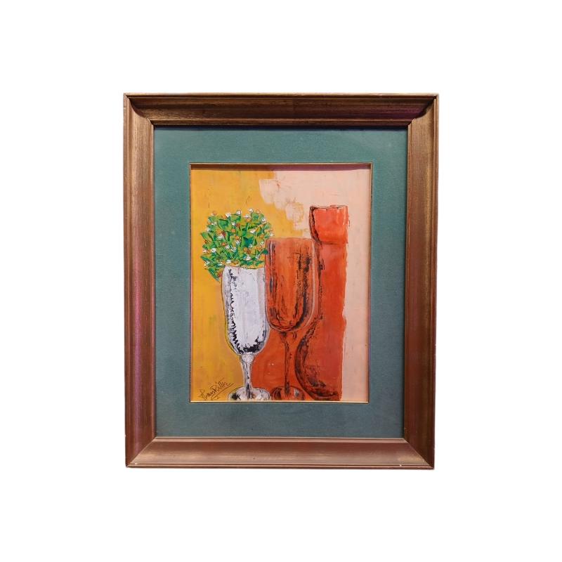 QUADRO THOMAS RITTER BICCHIERI OLIO SU TELA | Mercatino dell'Usato Roma ostia 1