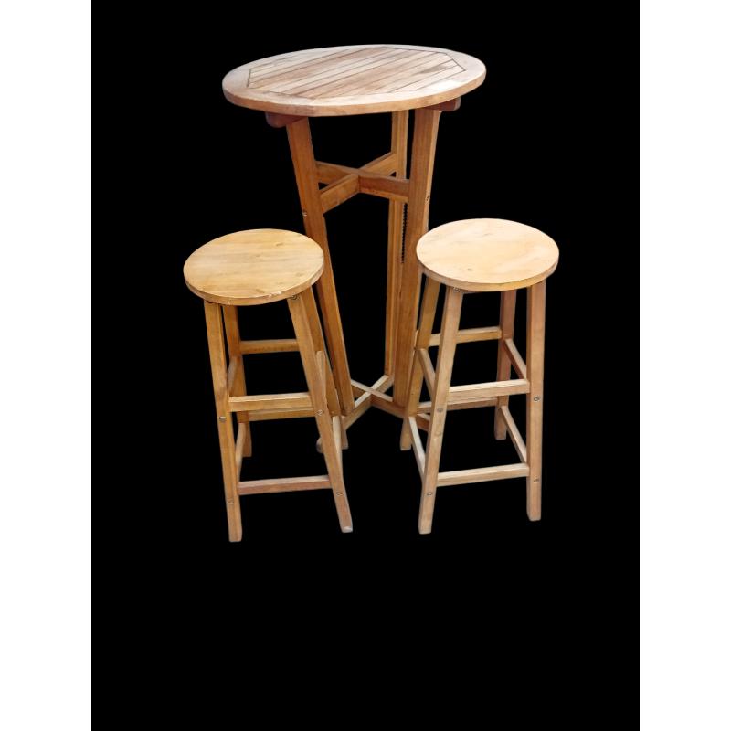 SET DA GIARDINO LEGNO 2 SGAB+TAVOLO ALTO  | Mercatino dell'Usato Roma ostia 1