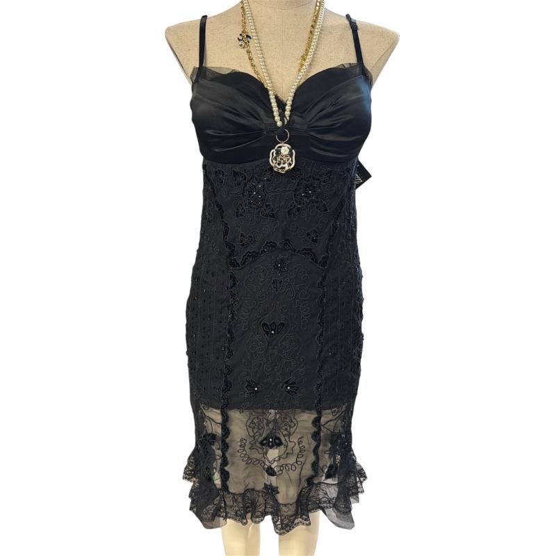 VESTITO DONNA PINKO NERO RASO PIZZO SETA ST | Mercatino dell'Usato Roma ostia 1