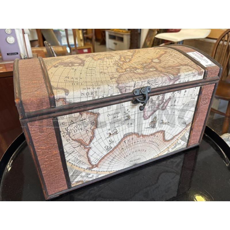 BAULETTO IN LEGNO CARTINA GEOGRAFICA VNTG | Mercatino dell'Usato Pomezia 1