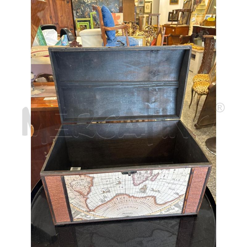 BAULETTO IN LEGNO CARTINA GEOGRAFICA VNTG | Mercatino dell'Usato Pomezia 3