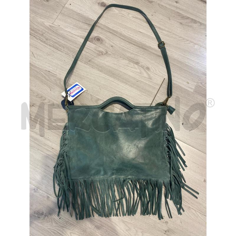 BORSA DONNA A MANO PETROLIO FRANGE  | Mercatino dell'Usato Pomezia 1