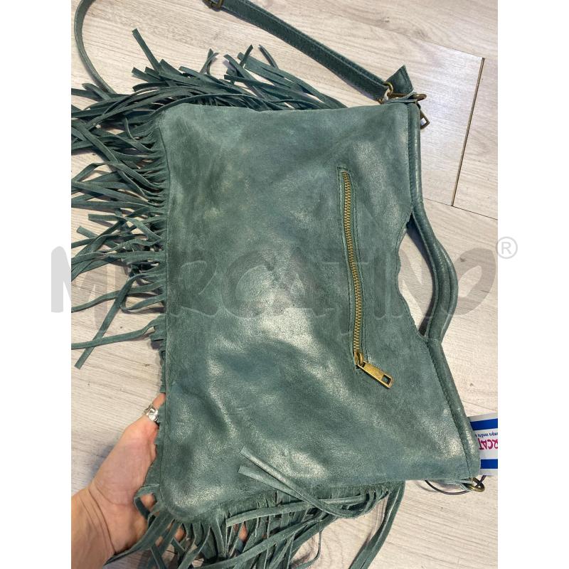 BORSA DONNA A MANO PETROLIO FRANGE  | Mercatino dell'Usato Pomezia 3