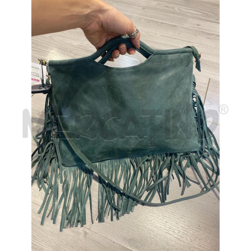 BORSA DONNA A MANO PETROLIO FRANGE  | Mercatino dell'Usato Pomezia 4