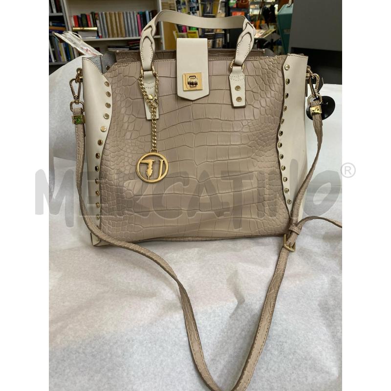 BORSA DONNA BEIGE PELLE BORCHIE TRUSSARDI  | Mercatino dell'Usato Pomezia 1