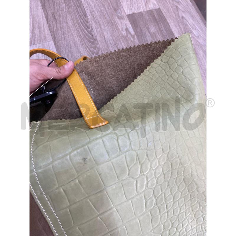 BORSA DONNA BRACCIALINI VER APELLE TRICOLORE MARRONE/SENAPE/VERDE PISTACCHIO | Mercatino dell'Usato Pomezia 3