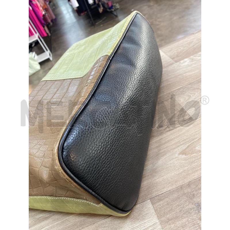 BORSA DONNA BRACCIALINI VER APELLE TRICOLORE MARRONE/SENAPE/VERDE PISTACCHIO | Mercatino dell'Usato Pomezia 5