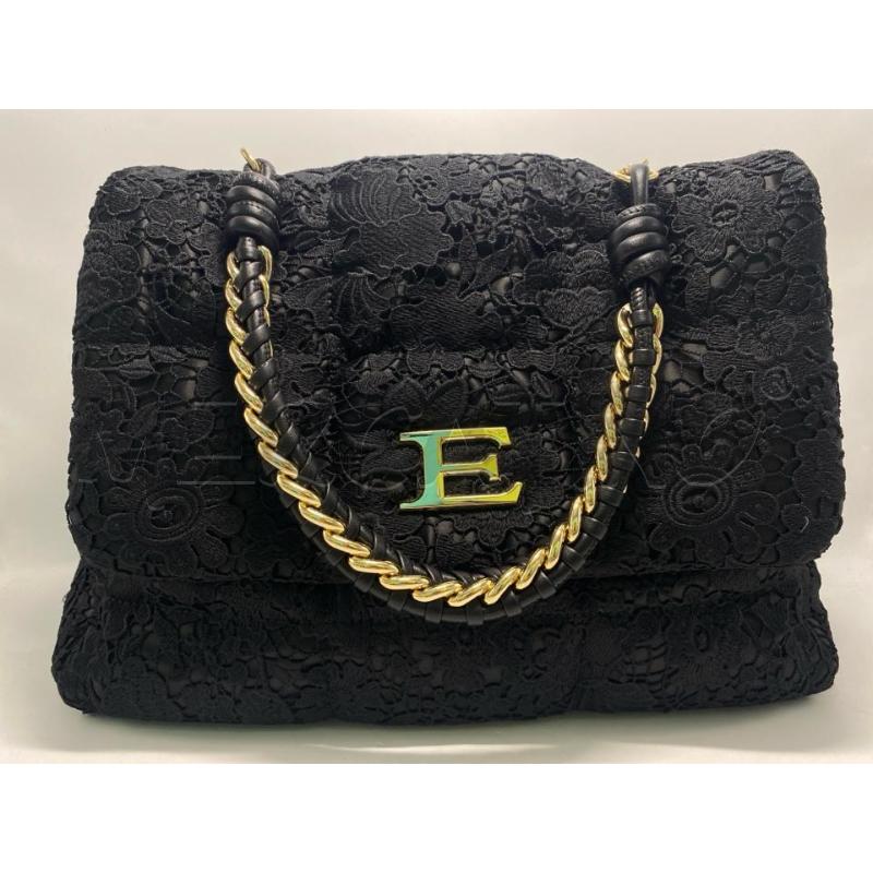 BORSA DONNA ERMANNO SCERVINO NERA RICAMI DETTAGLI DORATI | Mercatino dell'Usato Pomezia 1