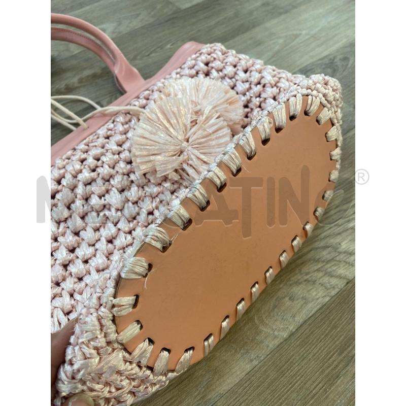 BORSA DONNA FURLA ROSA PELLE E RAFIA | Mercatino dell'Usato Pomezia 2