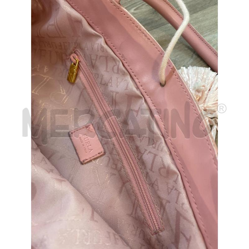 BORSA DONNA FURLA ROSA PELLE E RAFIA | Mercatino dell'Usato Pomezia 4