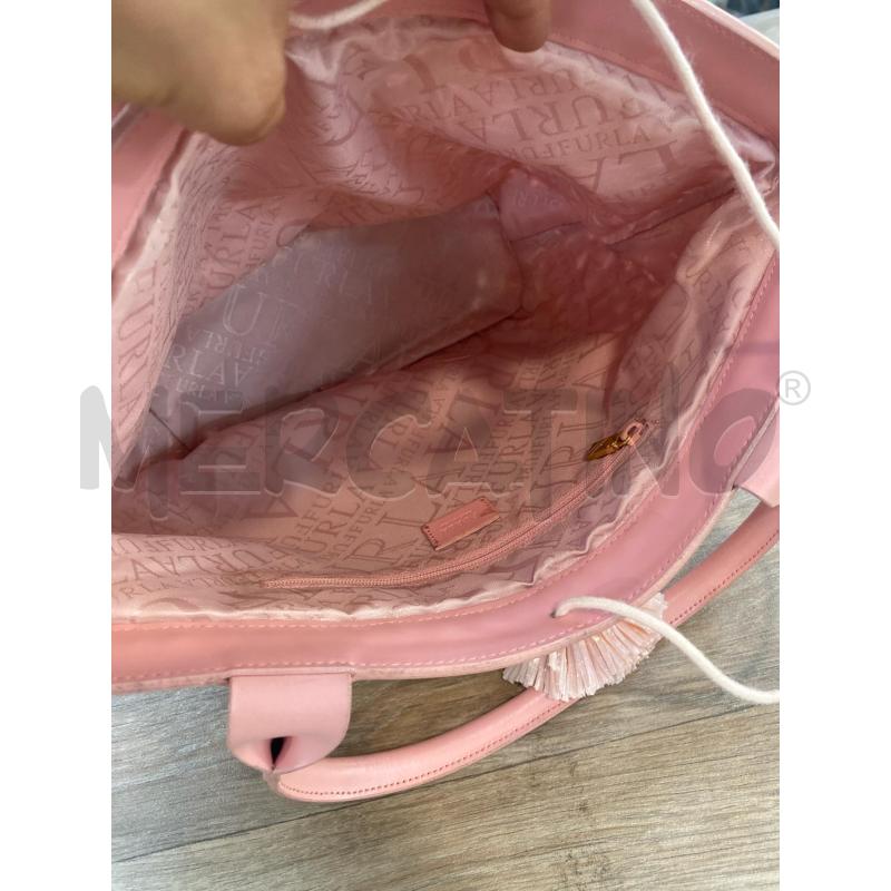 BORSA DONNA FURLA ROSA PELLE E RAFIA | Mercatino dell'Usato Pomezia 5