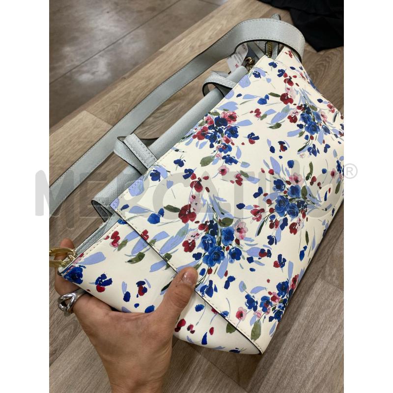 BORSA DONNA GUESS BIANCA FANTASIA FIORI CELESTI ROSSI | Mercatino dell'Usato Pomezia 4