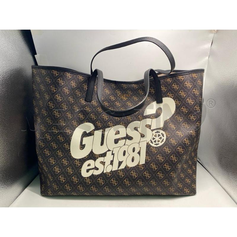 BORSA DONNA GUESS VIKKY TOTE MARRONE CON POCHETTE INTERNA | Mercatino dell'Usato Pomezia 1