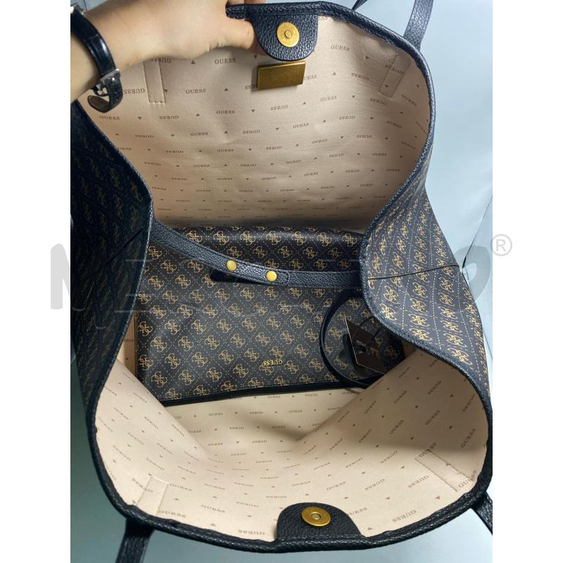 BORSA DONNA GUESS VIKKY TOTE MARRONE CON POCHETTE INTERNA | Mercatino dell'Usato Pomezia 4