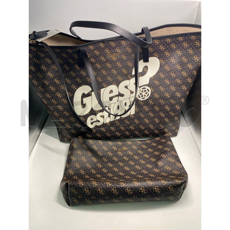 BORSA DONNA GUESS VIKKY TOTE MARRONE CON POCHETTE INTERNA | Mercatino dell'Usato Pomezia 5