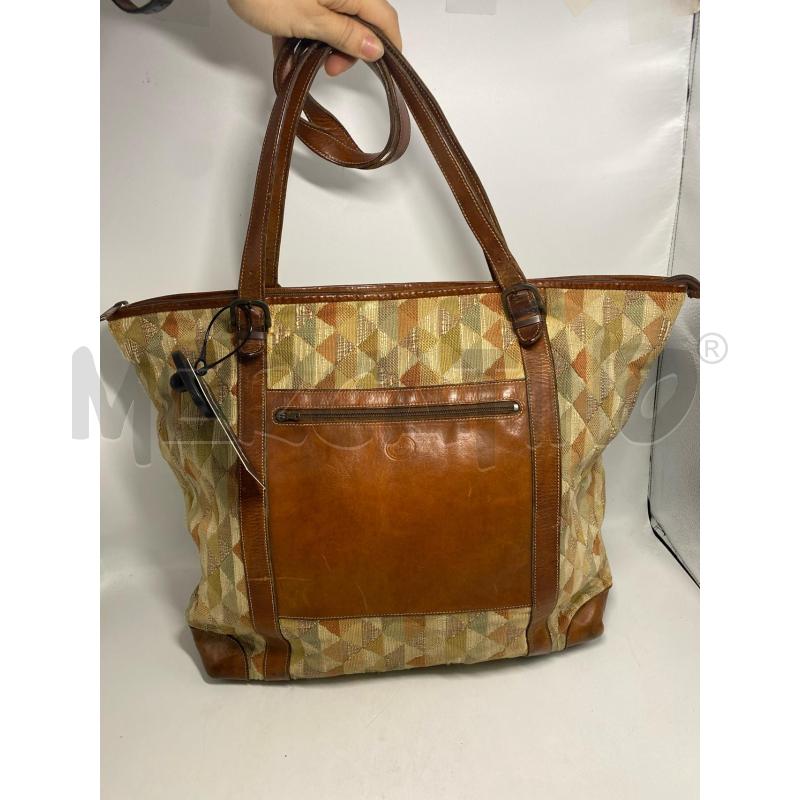BORSA DONNA IBIZ ROMA CUOIO E TESSUTO LAVORATO | Mercatino dell'Usato Pomezia 1