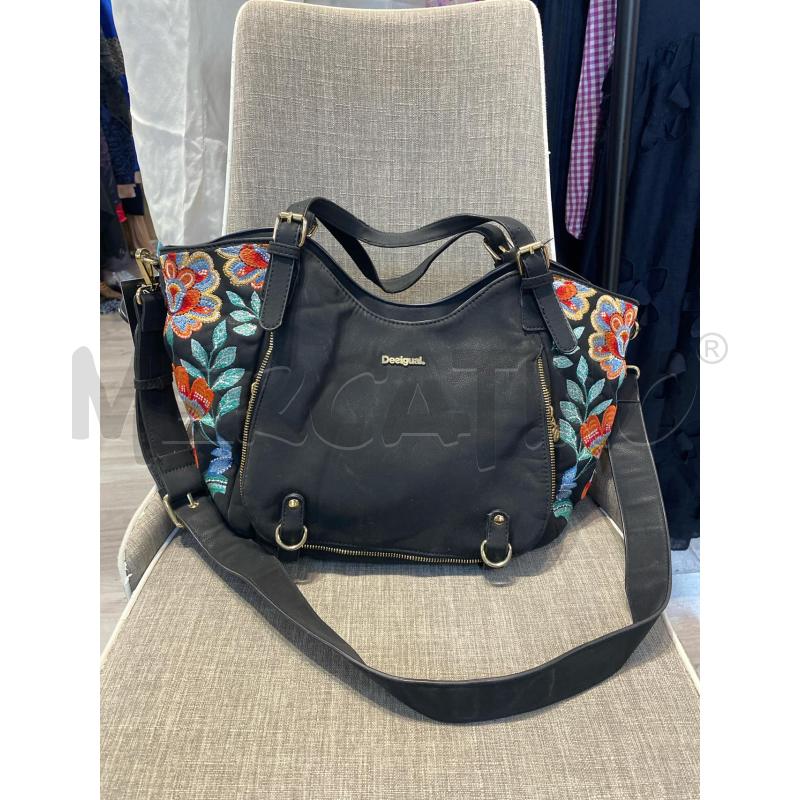 BORSA DONNA NERA DESIGUAL FIORI | Mercatino dell'Usato Pomezia 1