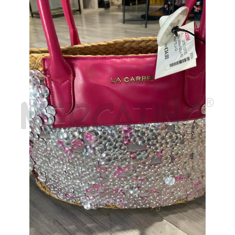 BORSA DONNA PAGLIA ROSA PAIETTE LA CARRIE | Mercatino dell'Usato Pomezia 2