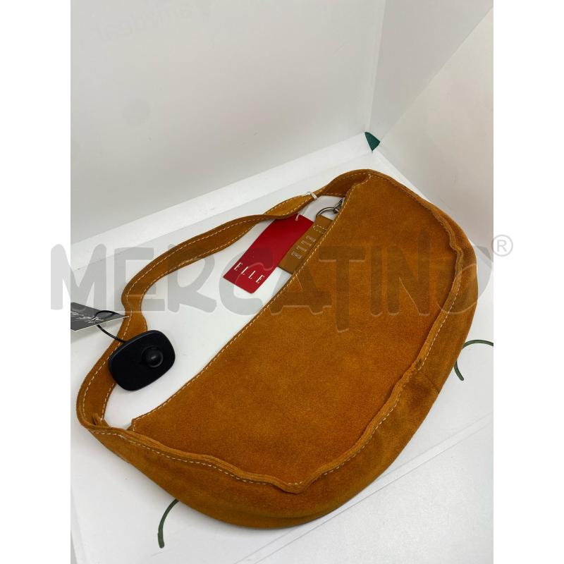 BORSA DONNA PELLE SCAMOSCIATA ELLE ARANCIONE MEZZALUNA | Mercatino dell'Usato Pomezia 1