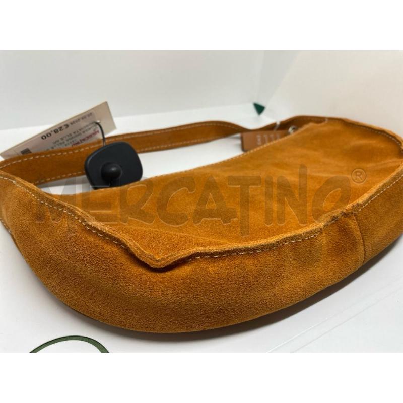 BORSA DONNA PELLE SCAMOSCIATA ELLE ARANCIONE MEZZALUNA | Mercatino dell'Usato Pomezia 3