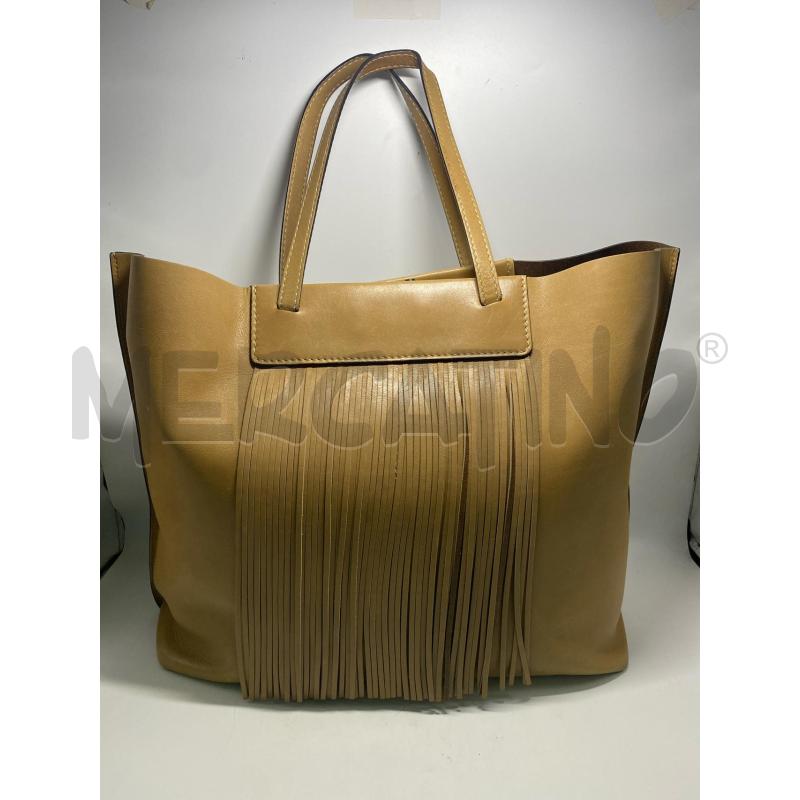 BORSA DONNA TOD'S IN PELLE BEIGE CON FRANGE | Mercatino dell'Usato Pomezia 3
