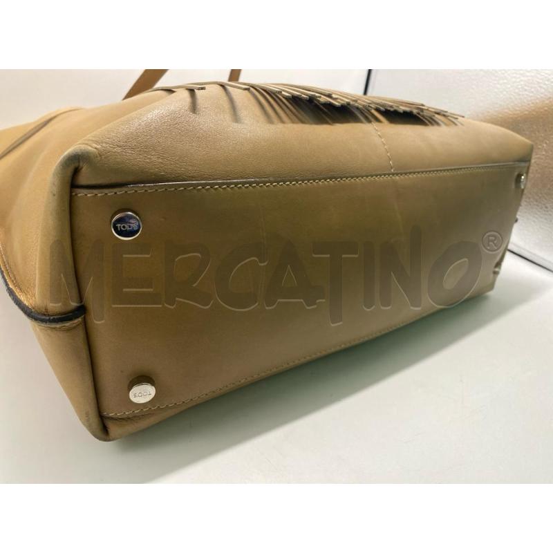 BORSA DONNA TOD'S IN PELLE BEIGE CON FRANGE | Mercatino dell'Usato Pomezia 5