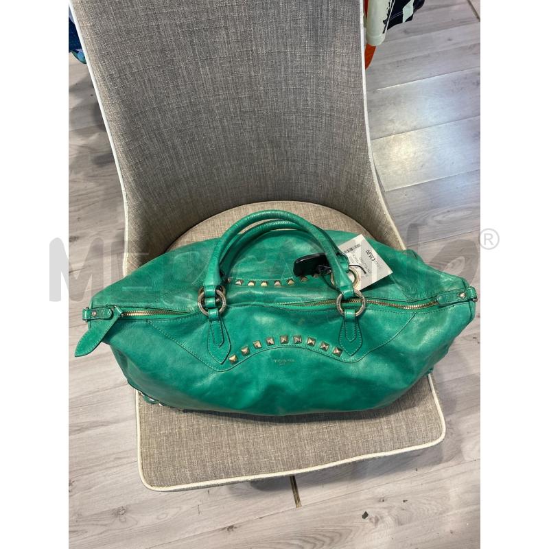 BORSA DONNA TOSAC BLU VERA PELLE VERDE ACCESO BORCHIETTE | Mercatino dell'Usato Pomezia 2