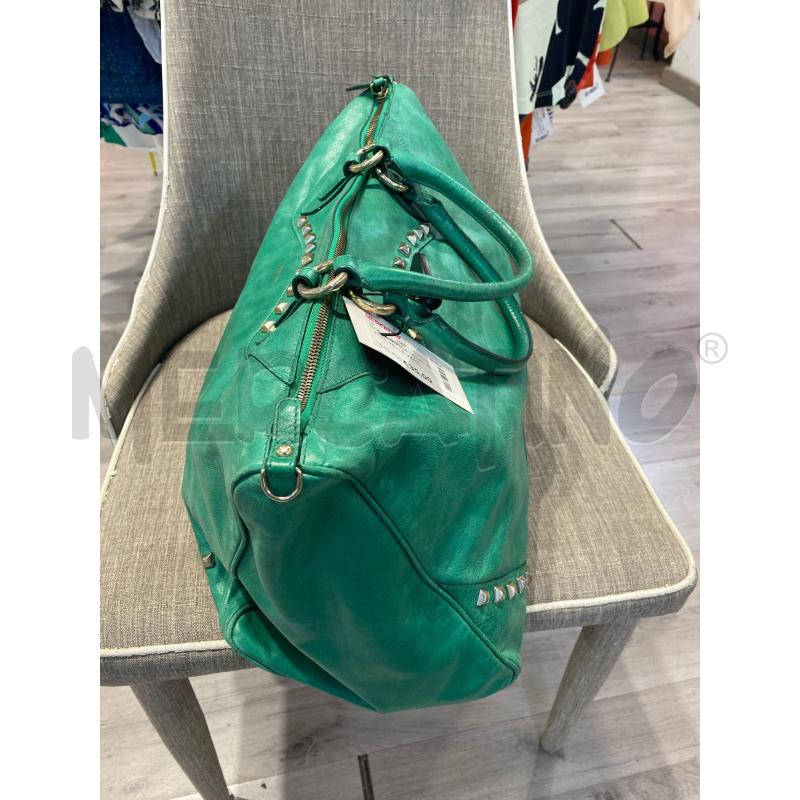 BORSA DONNA TOSAC BLU VERA PELLE VERDE ACCESO BORCHIETTE | Mercatino dell'Usato Pomezia 3
