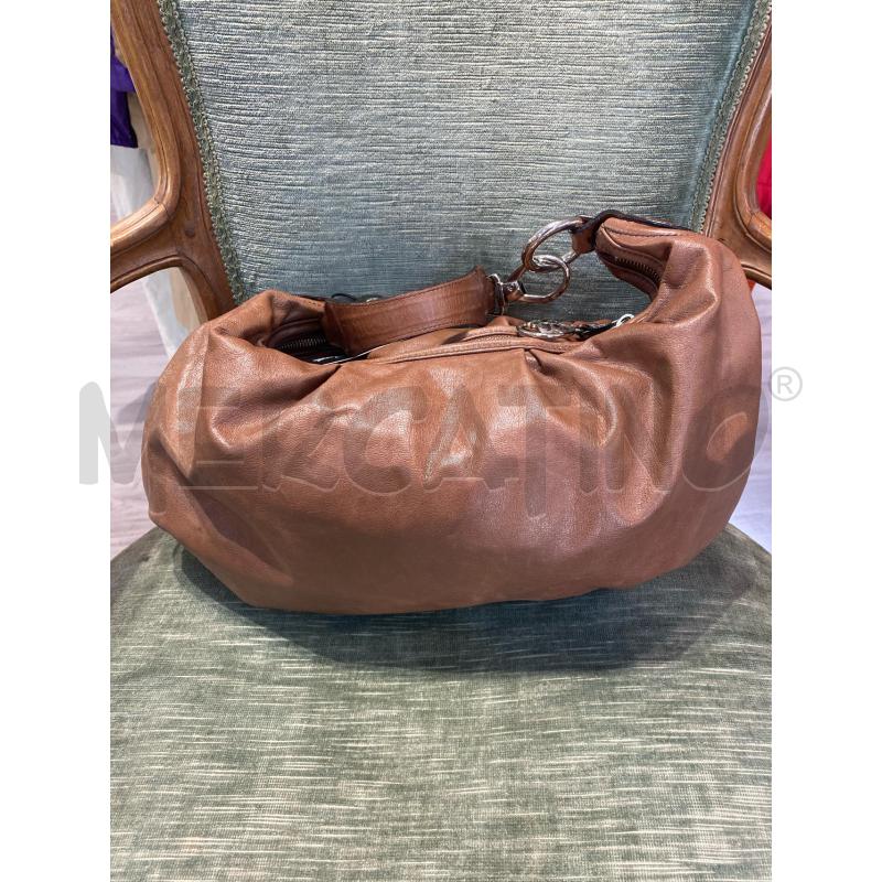 BORSA DONNA TOSCA BLU PELLE MEZZA LUNA MARRONE | Mercatino dell'Usato Pomezia 1