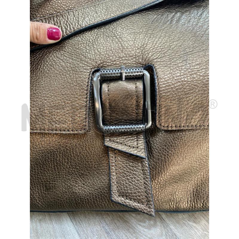 BORSA DONNA VERA PELLE BRONZATA FIBBIA  | Mercatino dell'Usato Pomezia 4