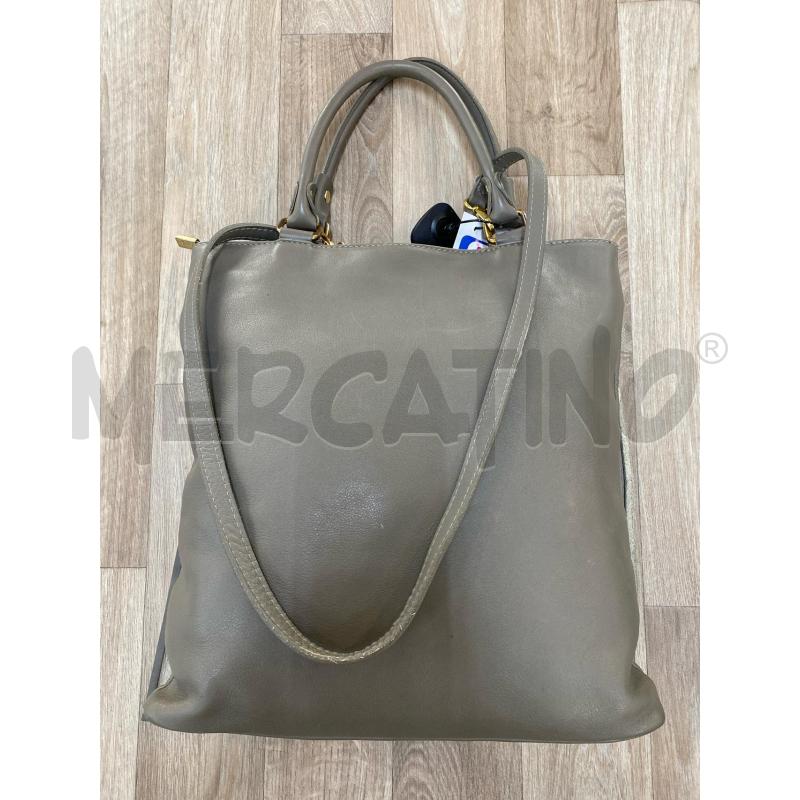 BORSA DONNA VERA PELLE FRANGE GRIGIA | Mercatino dell'Usato Pomezia 2