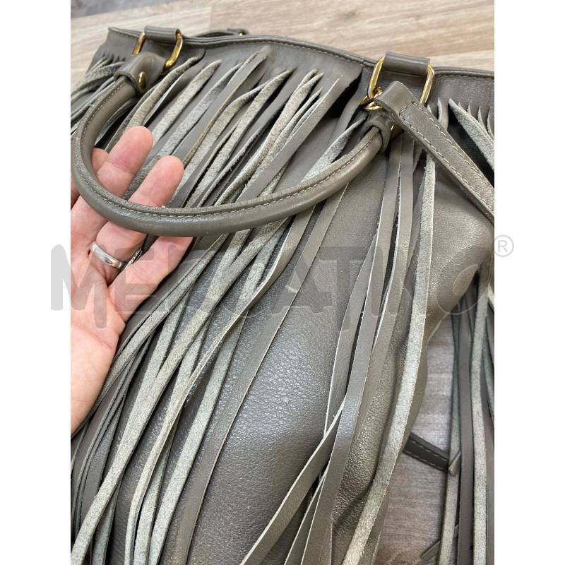 BORSA DONNA VERA PELLE FRANGE GRIGIA | Mercatino dell'Usato Pomezia 4