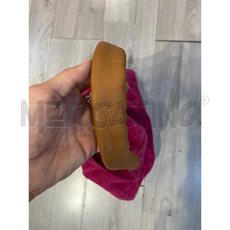 BORSA DONNA VERA PELLE SCAMOSCITAA FUXIA PALME MANICO MARRONE | Mercatino dell'Usato Pomezia 4