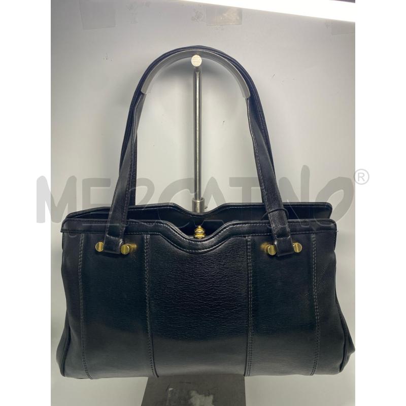 BORSA DONNA VINTAGE NERA VERA PELLE CHIUSURA DORATA | Mercatino dell'Usato Pomezia 1