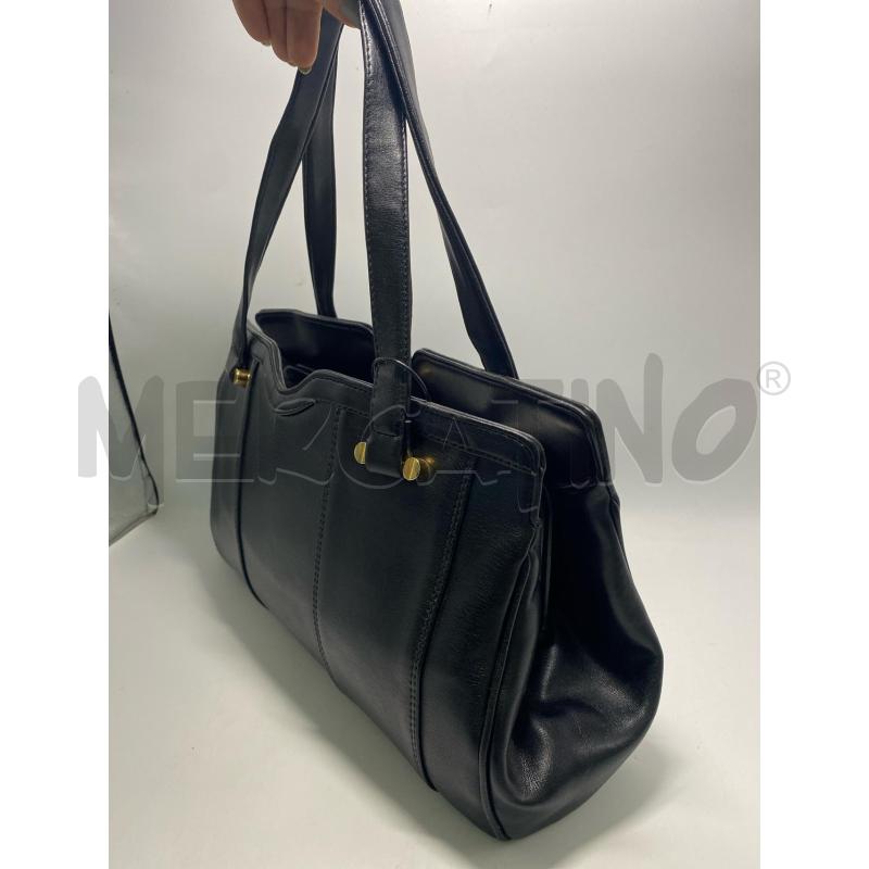 BORSA DONNA VINTAGE NERA VERA PELLE CHIUSURA DORATA | Mercatino dell'Usato Pomezia 4