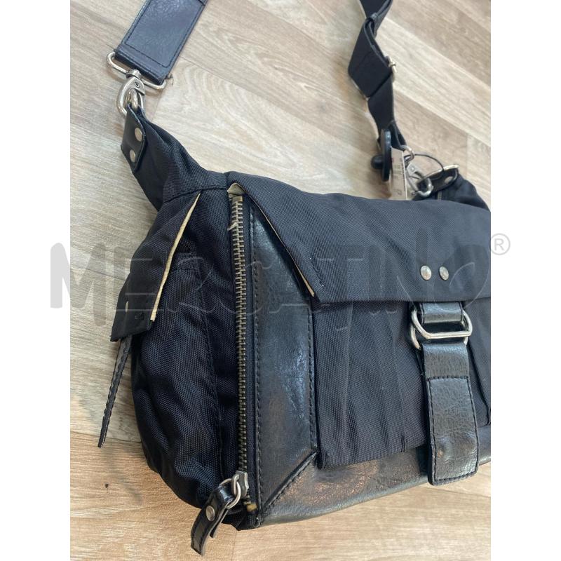 BORSA DONNA VINTAGE ZIPPO INSERTI PELLE E TESSUTO NERO | Mercatino dell'Usato Pomezia 2