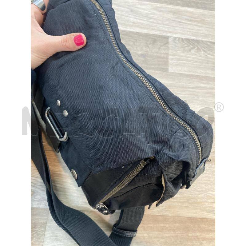 BORSA DONNA VINTAGE ZIPPO INSERTI PELLE E TESSUTO NERO | Mercatino dell'Usato Pomezia 5